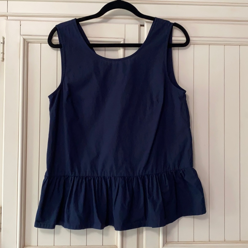 J. Crew Navy Bow Peplum Tank